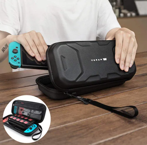 Vista 6 de Mumba Funda de transporte para Nintendo Switch OLEDSwitch, funda protectora de lujo para consola Nintendo Switch y accesorios (negro)