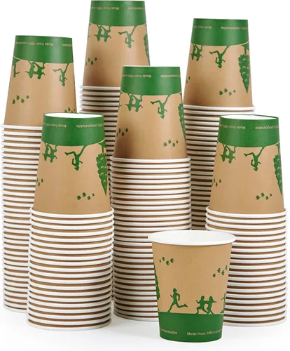Vista 9 de ECOLipak 240 unidades de 12 onzas Tazas de papel compostables, tazas de café desechables biodegradables con revestimiento de PLA, tazas de papel