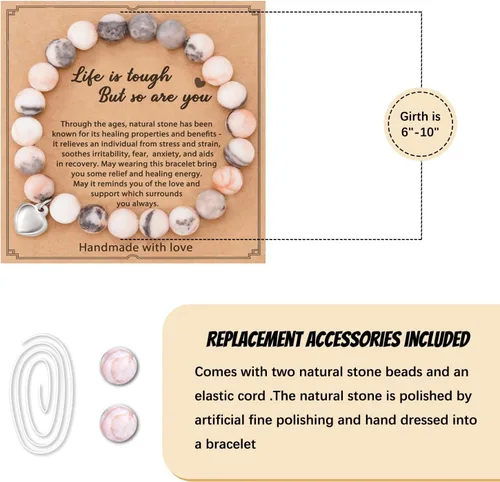 Vista 6 de Vanleonet Pulsera curativa para mujer, pulsera curativa de piedra natural, regalos para mujeres, regalos para mujeres y adolescentes, Piedra