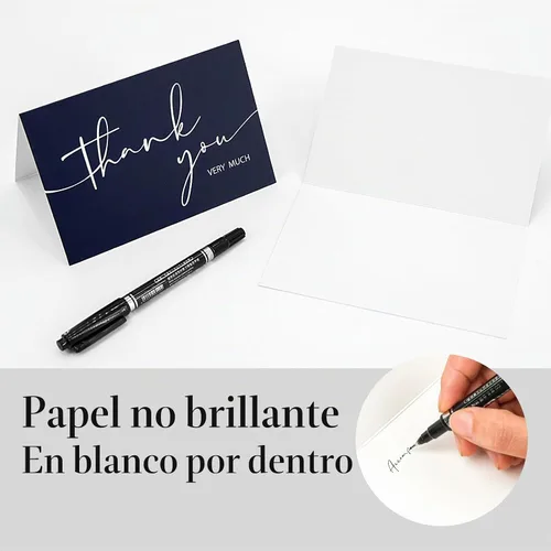 Vista 5 de NESCCI 24 tarjetas de agradecimiento con sobres, tarjeta de agradecimiento, diseño minimalista de 4 x 6 pulgadas, notas de agradecimiento para Azul