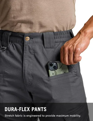 Vista 7 de CQR Men's Flex Ripstop Tactical Pants, Water Resistant Stretch Cargo Pants, Lightweight EDC Hiking Work Pants