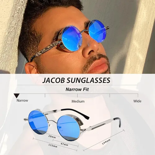 Vista 5 de Technigadgets Jacob Steampunk Sunglasses Retro Round Gothic Metal Frame UV Protection Circle Shades For Men Women