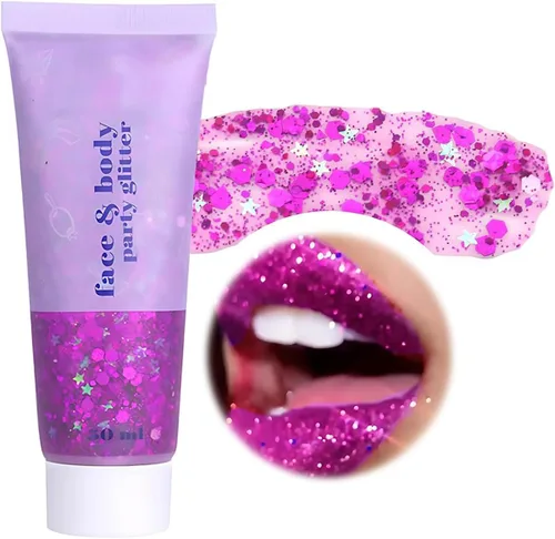 Vista 8 de Gel de purpurina corporal, lentejuelas de gel corporal con purpurina para la cara, sombra de ojos líquida, purpurina gruesa para cara, cabello
