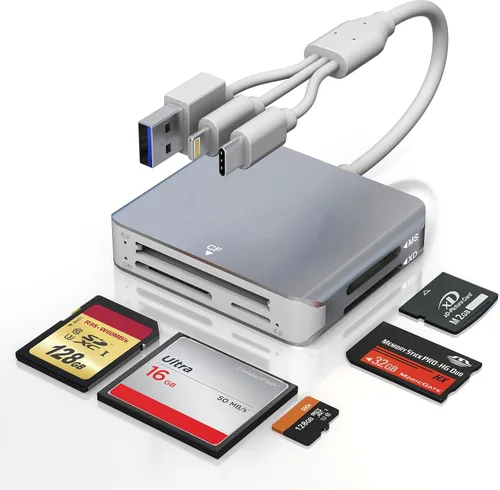 Vista 8 de Adaptador Memory Stick Pro Duo - Lector de tarjetas 5 en 1 SD/TF/MS/CF/XD para PC/Android/Dispositivo Lightning, Lector de Tarjetas de Memoria Multi