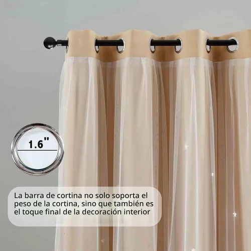 Vista 3 de Anytime - Cortinas para dormitorio de niñas con estrella hueca, cortinas opacas para habitación de niños, cortinas largas para oscurecer