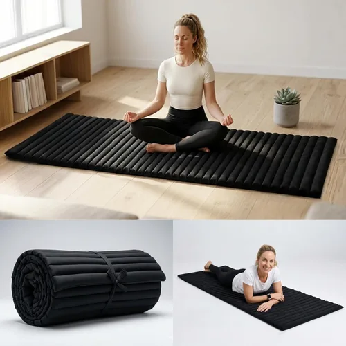 Vista 66 de Leewadee - Colchón de piso plegable - Futón japonés enrollable -Alfombra de tatami triple pliegue - Cama de piso para invitados - Colchón de camping