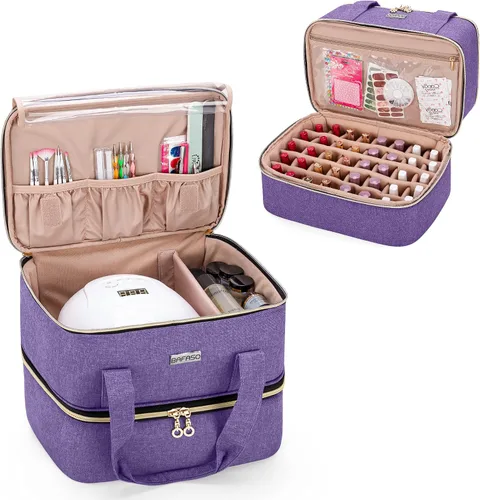 Vista 9 de BAFASO Organizador de esmalte de uñas con capacidad para 40 botellas (0.5 onzas líquidas) y una lámpara de uñas, Negro