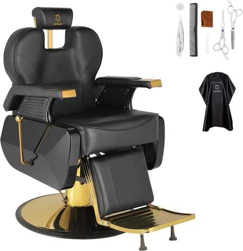 Vista 13 de Silla de peluquería hidráulica reclinable silla de peluquería sillas de peluquería silla de pelo 360 grados giratoria sillas de peluquería para Negro