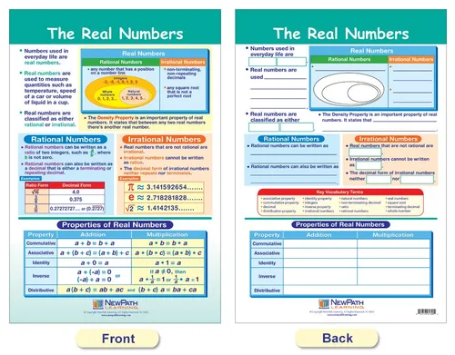 Vista 7 de NewPath Learning Conjunto de tarjetas con tablas para aprender enteros, números racionales y reales, para pizarra, 6 unidades - Laminada, de doble