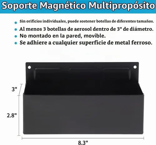 Vista 2 de Soporte magnético para latas de aerosol, caja de herramientas magnética, soporte para botellas, caja de herramientas para garaje y hogar, espacio