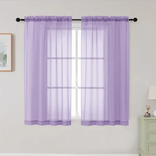 Vista 97 de 2 paneles de cortinas traslúcidas blancas para dormitorio, sala de estar, 96 pulgadas de largo, modernas, suaves, ligeras, con bolsillo para barra