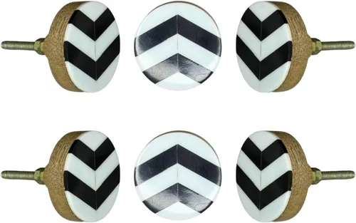 Vista 6 de Perilla Home Juego de 6 pomos de puerta de madera - Pomos decorativos ovalados con incrustación para puerta con mango, elegante adición