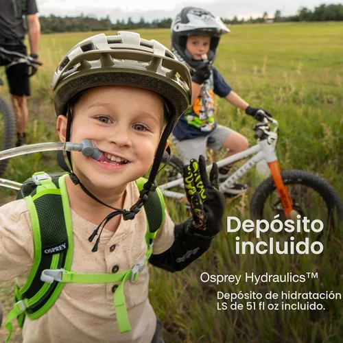 Vista 4 de Osprey Moki 3L - Paquete de hidratación para bicicleta infantil, color azul