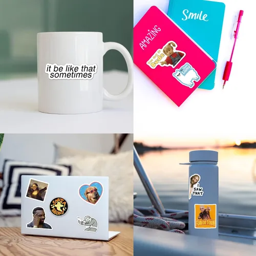 Vista 4 de Paquete de 220 calcomanías divertidas con memes para portátil, calcomanía de vinilo de moda para computadora, teléfonos, macbooks (impermeable)