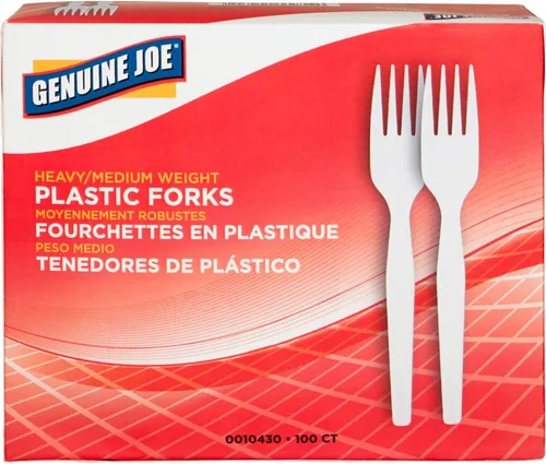 Vista 5 de Genuine Joe Tenedores de plástico blanco pesado (paquete de 100)
