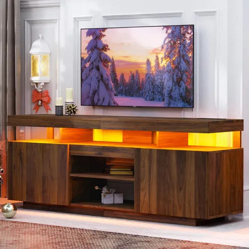 Vista 15 de HOMMPA Soporte de TV LED moderno para televisores de 55/50/43/40/32 pulgadas con tomas de corriente, centro de entretenimiento