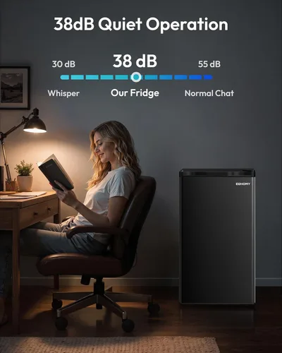 Vista 5 de EUHOMY Mini refrigerador con congelador, refrigerador compacto de 3.2 pies