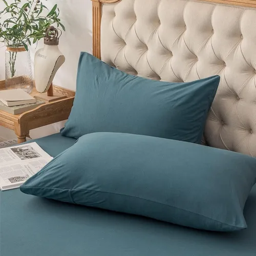 Vista 23 de PURE ERA Fundas de almohada de punto jersey 100% algodón tipo camiseta, súper suaves, cómodas, transpirables, juego de 2, estándar 20" x 26", rayas