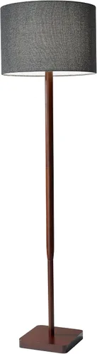 Vista 9 de Adesso Lámpara de pie con base de madera de caucho natural y pantalla de lino blanco, brillo ajustable de 3 vías, lámpara para dormitorio, sala