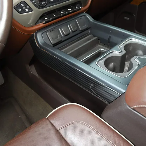 Vista 5 de Voodonala Para Chevy Silverado GMC Sierra 2014-2018 Consola central Accesorios de cambio de marchas lateral, fibra de carbono ABS, 2 piezas