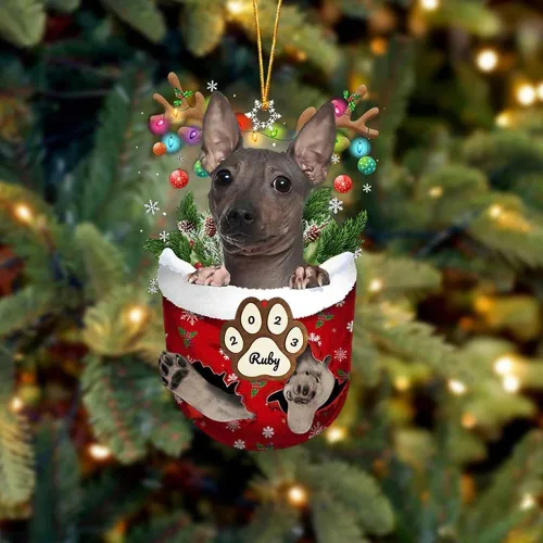 Vista 134 de Adornos personalizados de Pug cervatillo – Decoración personalizada para árbol de Navidad con patas de bolsillo de nieve