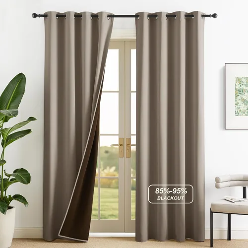 Vista 43 de NICETOWN Cortinas 100% Opacas Cortas de 36 Pulgadas de Largo para Dormitorio, Privacidad Aislamiento Térmico con Ojales Cortinas de Ventana