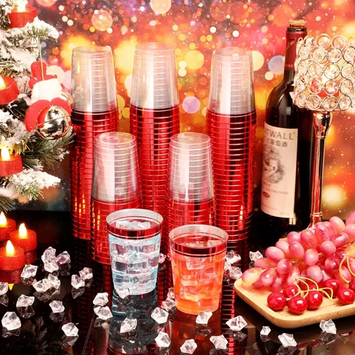 Vista 7 de Zubebe 100 vasos de plástico de 10 onzas para fiestas, vasos desechables de champán transparente, vasos de doble borde para Halloween, Mardi Gras