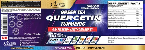 Vista 4 de Organic Cadane Suplementos de quercetina - 60 cápsulas de superalimentos