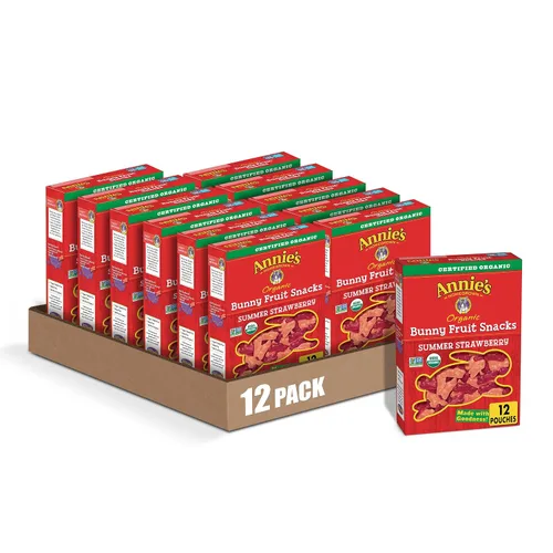 Vista 11 de Bocadillos Orgánicos Building Blocks de Annie's con Sabor a Fruta, Sabores de Frutas Variados, Sin Gluten, 10 Bolsas, 7 oz Formas de bloques