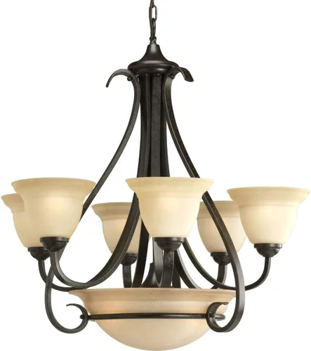 Vista 3 de Progress Lighting P4417-09 Candelabros Torino, 28-5/8 pulgadas de diámetro x 29-7/8 pulgadas de altura, níquel
