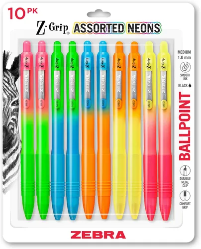 Vista 10 de Zebra Pen Z-Grip - Bolígrafo retráctil de punta media, 3/64 pulgadas, tinta negra, 12