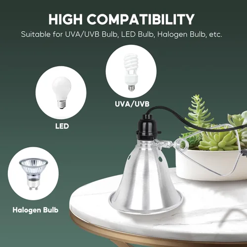 Vista 6 de HealSmart Enchufe de luz de abrazadera de 5.5 pulgadas, máximo de 60 vatios con cable 18/2 SPT-2 de 6 pies, reflector de aluminio E26
