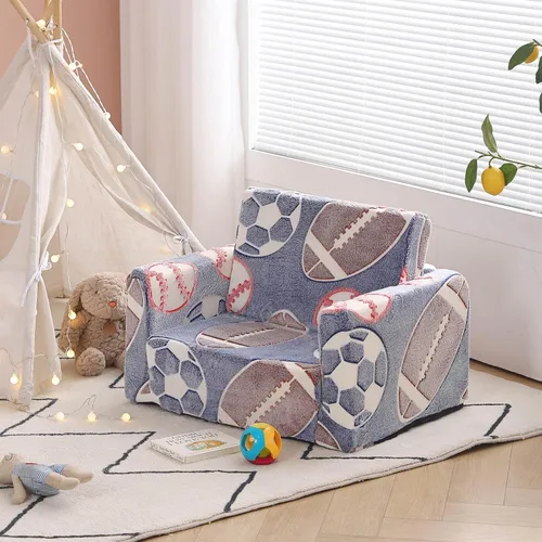 Vista 5 de Tiita Sofá para Niños, Silla Sofá para Niños 2 en 1, Sofá Convertible para Niños Pequeños a Tumbona, Sofá de Bebé Desplegable, Cama Silla