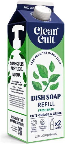 Vista 21 de Cleancult Repuesto líquido de jabón para platos (32 onzas, 1 unidad) – Poder de limpieza a base de plantas – Jabón para platos que corta la grasa