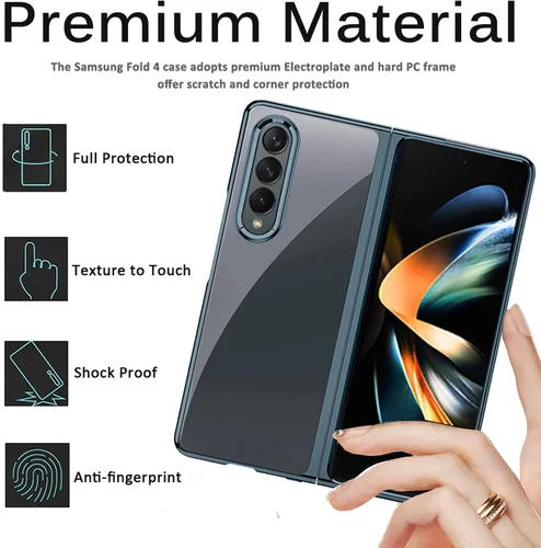 Vista 3 de Miimall Funda compatible con Samsung Galaxy Z Fold 4 5G 2022, marco de policarbonato delgado y duro, cubierta trasera transparente, cobertura