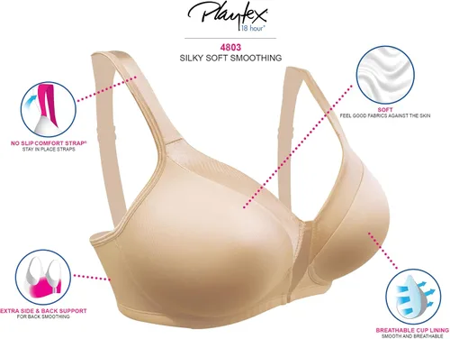 Vista 6 de Playtex Womens 18 Hour Silky Soft Smoothing Wireless Bra Us4803 Available with 2-Pack Option