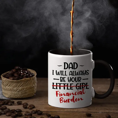 Vista 3 de Veracco Taza de café de cerámica con texto en inglés "Dad I will Always Be Your Little Girl" Financial Burden Financial Burden, taza para el mejor