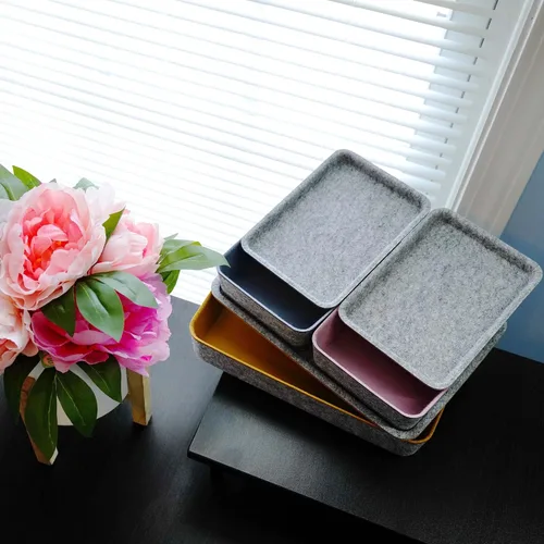 Vista 4 de Welaxy Organizador de cajones de fieltro con tapa con tapas, organizador apilable de escritorio, caja de almacenamiento para manualidades