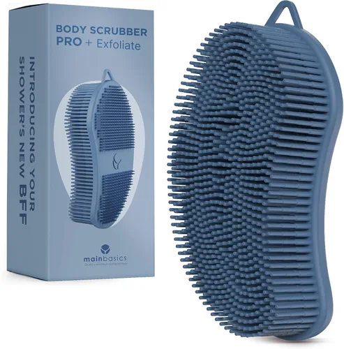 Vista 15 de MainBasics - Limpiador corporal de silicona de doble cara, negro, masaje Limpiador de ducha con nodos de masaje, alternativa de esponja