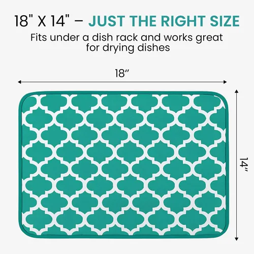 Vista 5 de Tapete de secado de platos, tapete de microfibra para encimera de cocina, súper absorbente y de secado rápido para platos, utensilios, ollas