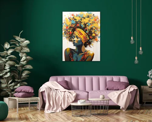 Vista 250 de Arte de pared afroamericano, decoración de rey y reina bailarín negro para sala de estar, arte de pareja de amor negro para dormitorio, lienzo