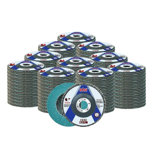 Vista 8 de Sali Paquete de 10 Discos de Láminas de Circonia Grano 40 de 4.5" x 7/8 Pulgadas Disco de Lijado Tipo Bisel #29 Grado Premium e Industrial Rueda