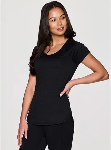 Vista 3 de Rbx Active Camiseta de manga corta, con cuello en V, teñida en el espacio, para mujer
