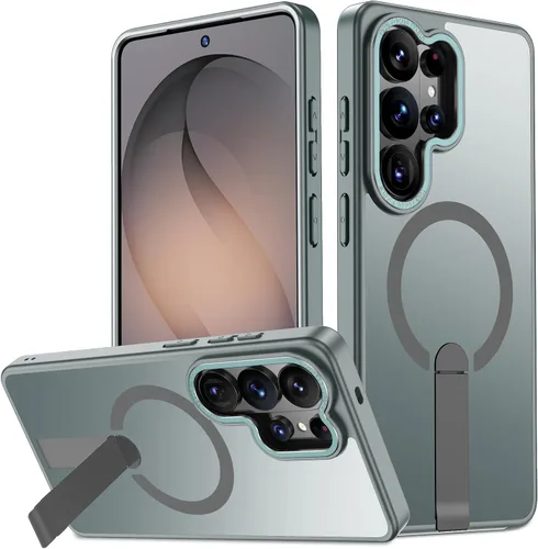 Vista 18 de Funda para Samsung Galaxy S24+ Plus [soporte integrado], compatible con carga inalámbrica MagSafe, [prueba de caídas de grado militar] Funda Azul