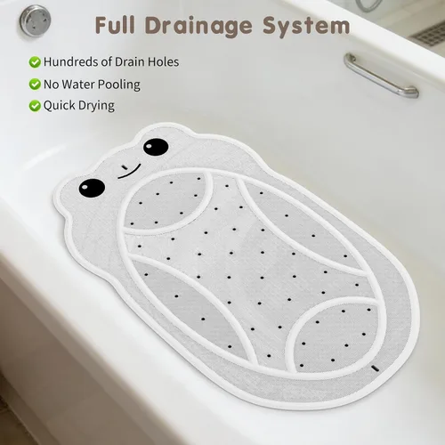Vista 7 de Tapete antideslizante para bañera para niños pequeños, tapete de ducha de 30 x 18 pulgadas para ducha interior, tapete de goma sin olor químico