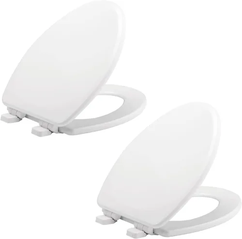 Vista 10 de Asiento de inodoro Mayfair Linden de cierre lento, madera antideslizante resistente, fácil instalación, fabricado en EE. UU., redondo, blanco