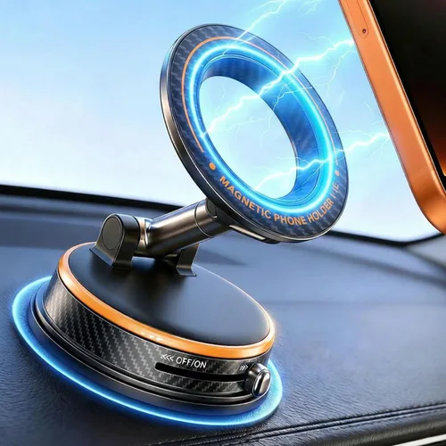 Vista 10 de Soporte magnético negro para teléfono para coche, ajustable en 360° Vacuum Suction & 3000gf Magnet,360° Adjustable Dashboard Mount,Compatible with