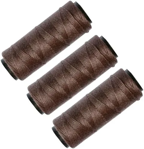 Vista 10 de 3 Rollos de Hilos de Coser Hilos de Tejer para Coser a Mano Trama de Cabello Extensiones de Cabello DIY para Peluca (Beige)