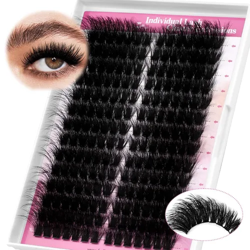 Vista 36 de Extensiones de pestañas individuales de 120 unidades, racimos de pestañas con rizado D, bandeja de longitud mixta, extensiones de pestañas