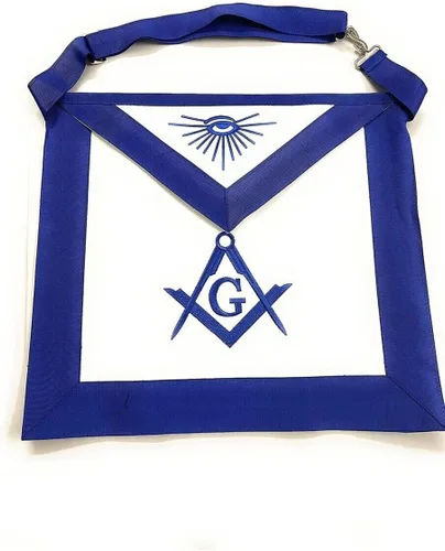 Vista 2 de Masonic Regalia Blue Lodge Master Mason + delantal + collar + guantes + estuche- Paquete, Negro